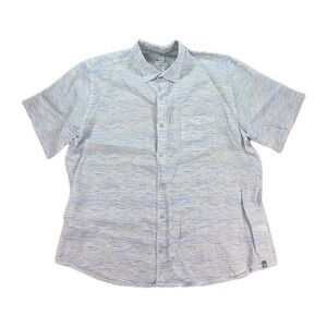 Peter Millar Linen Shirt Mens XL Wave‎ Print Short Sleeve